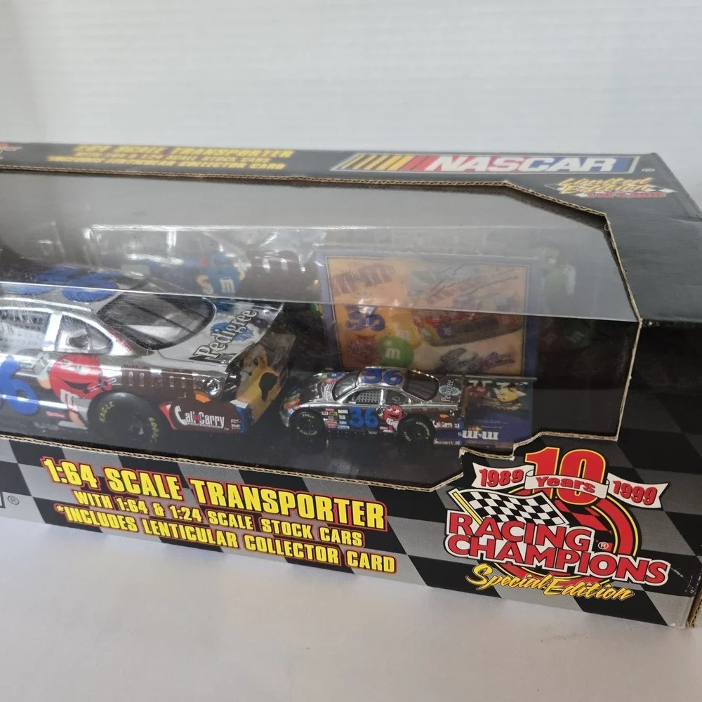 1999-‎ M&Ms NASCAR-RACING CHAMPIONS- ERNIE IRVAN #36/ TRANSPORTER 1:64/1:24 CAR